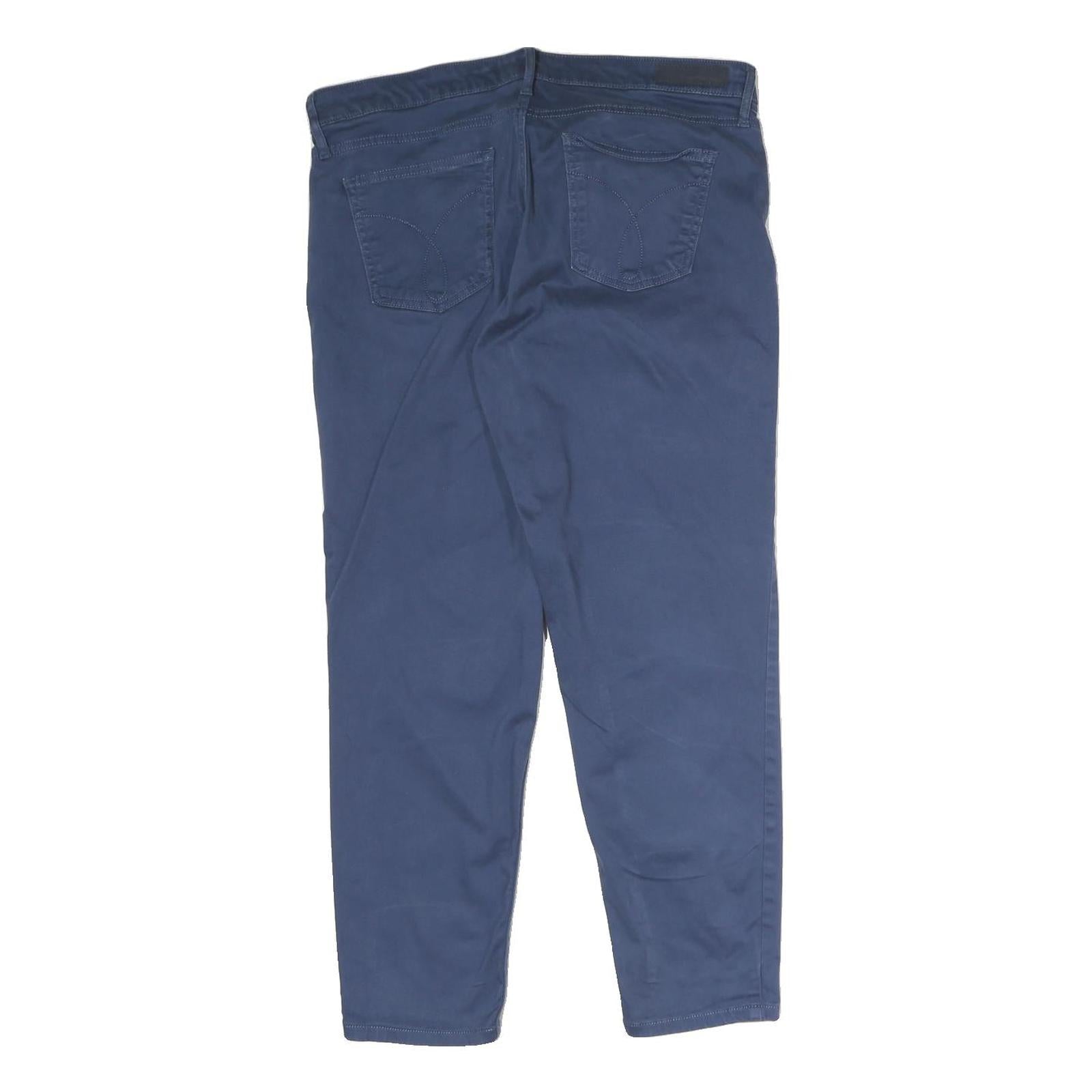 CALVIN KLEIN JEANS Mens Regular Fit Blue Cotton Blend Trousers W32 L30 Classic