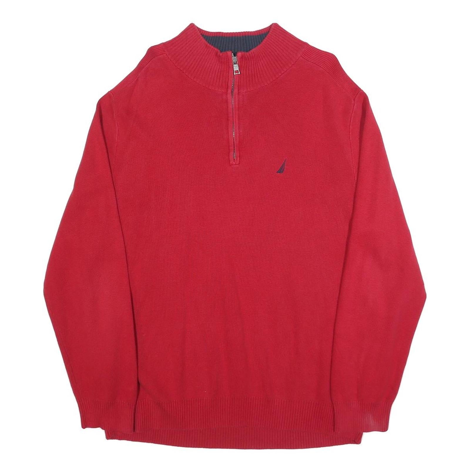 NAUTICA Mens Red Pullover Jumper Cotton Blend Crew Neck Regular XL Nautical Logo