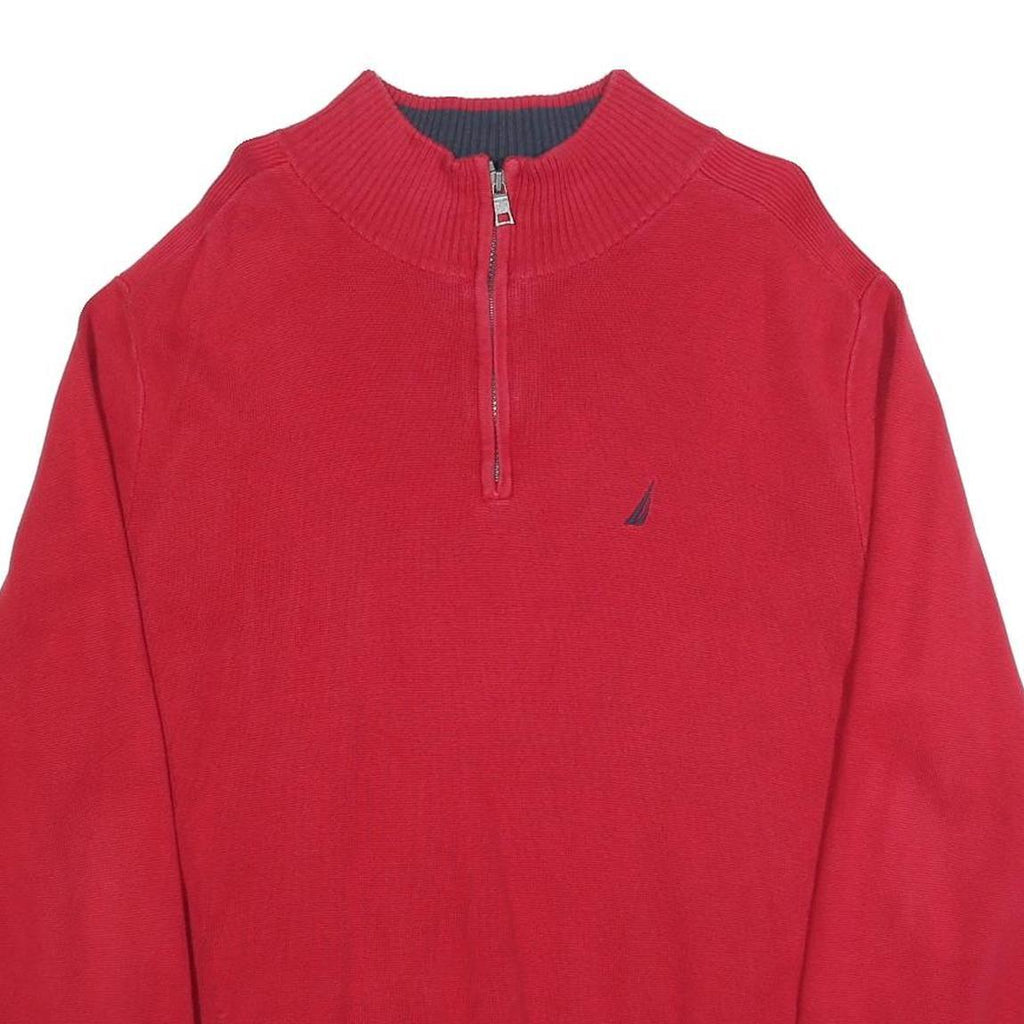 NAUTICA Mens Red Pullover Jumper Cotton Blend Crew Neck Regular XL Nautical Logo