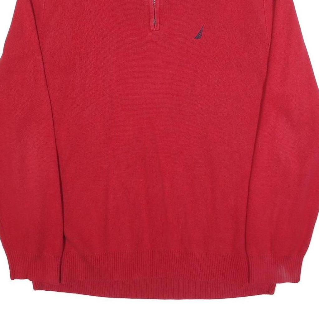 NAUTICA Mens Red Pullover Jumper Cotton Blend Crew Neck Regular XL Nautical Logo