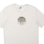 ADIDAS Mens White Worldwide Logo Graphic T-Shirt S Short Sleeve Crew Neck Cotton