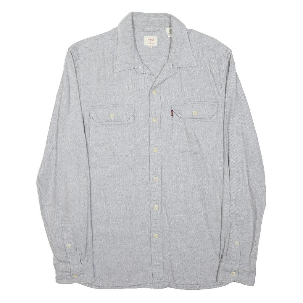 LEVI'S Mens Grey Cotton Blend Shirt M Casual Button Pocket Long Sleeve