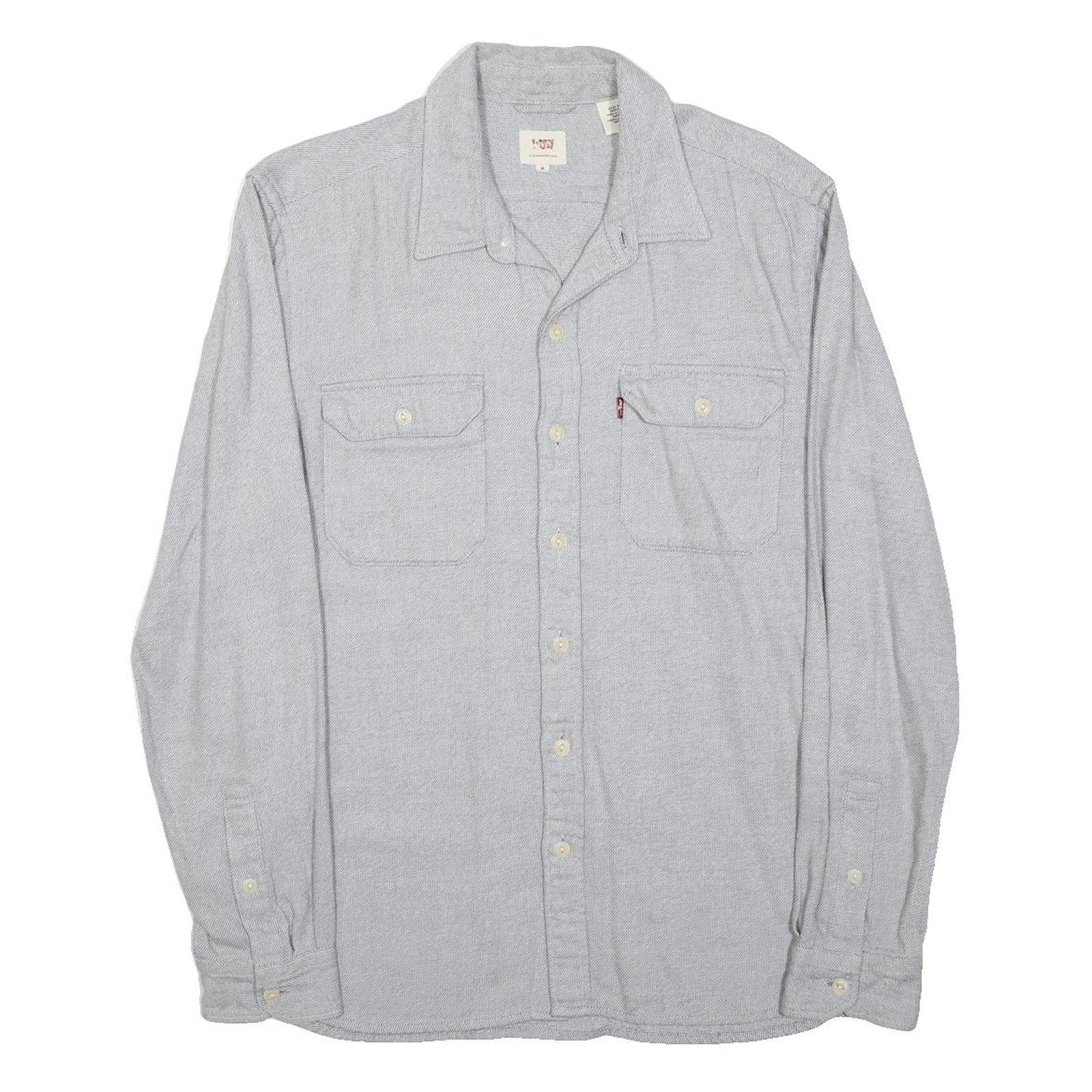 LEVI'S Mens Grey Cotton Blend Shirt M Casual Button Pocket Long Sleeve