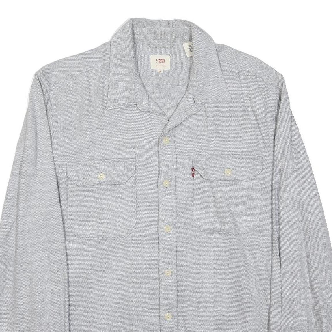 LEVI'S Mens Grey Cotton Blend Shirt M Casual Button Pocket Long Sleeve