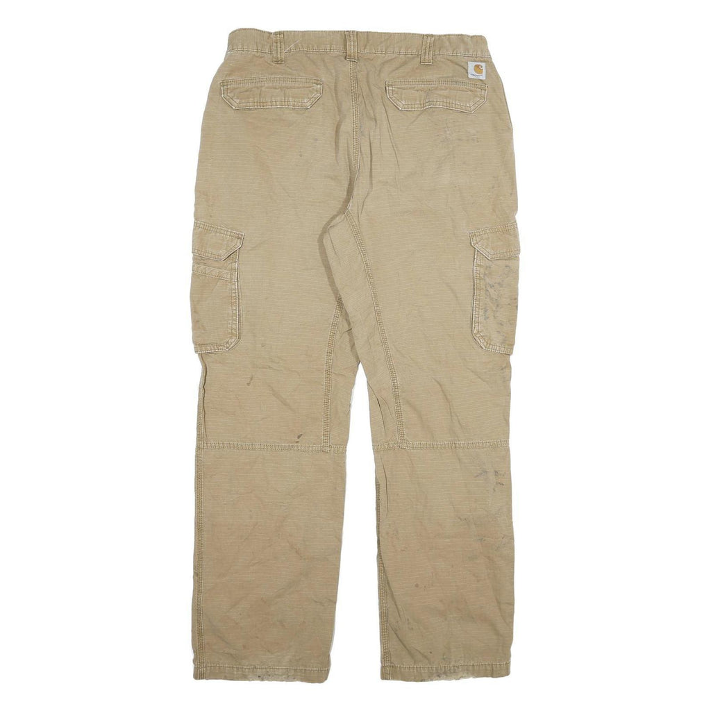 CARHARTT Mens Relaxed Fit Beige Cotton Blend Cargo Trousers W38 L31 Workwear