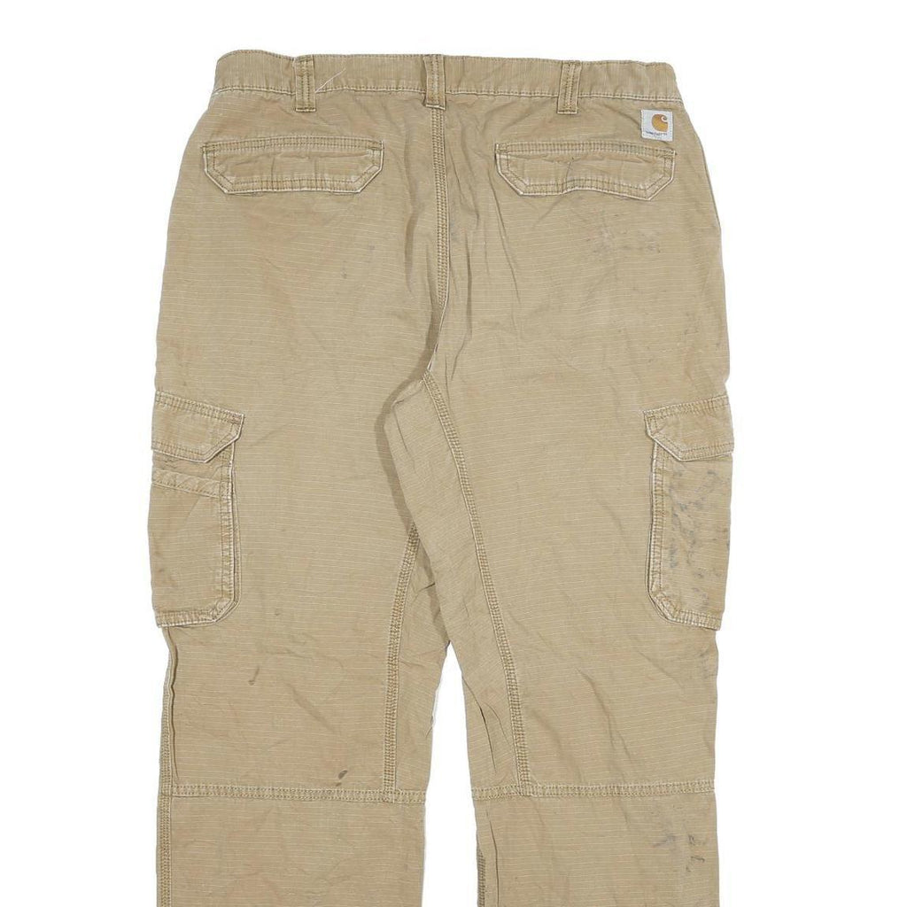 CARHARTT Mens Relaxed Fit Beige Cotton Blend Cargo Trousers W38 L31 Workwear