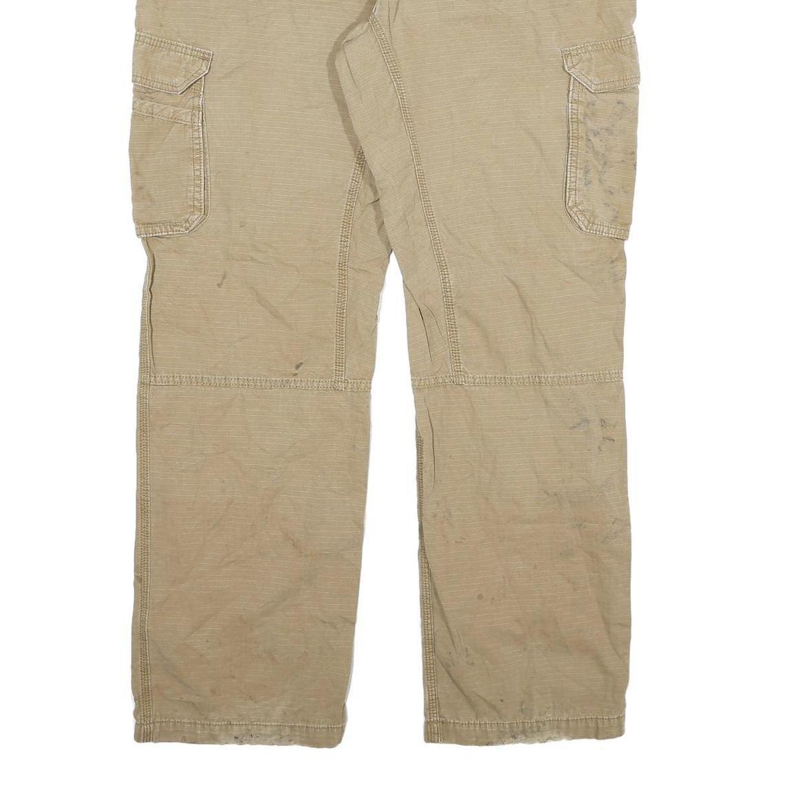 CARHARTT Mens Relaxed Fit Beige Cotton Blend Cargo Trousers W38 L31 Workwear