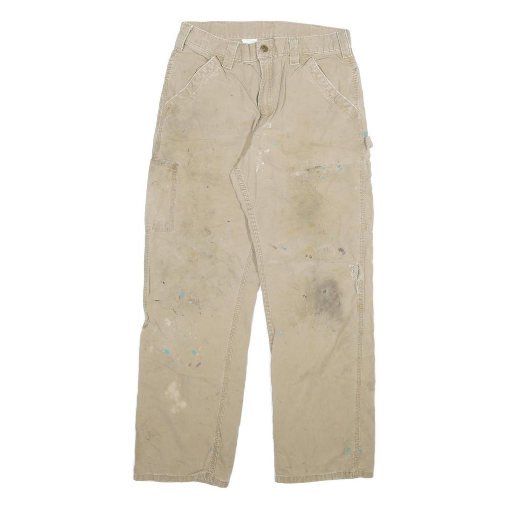CARHARTT Mens Cotton Blend Beige Relaxed Straight Trousers W30 L29 Workwear