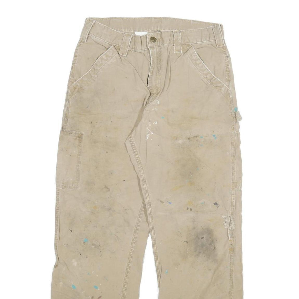 CARHARTT Mens Cotton Blend Beige Relaxed Straight Trousers W30 L29 Workwear