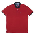TOMMY HILFIGER Mens Red & Navy Polo Shirt XL Cotton Blend Short Sleeve Classic