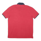 TOMMY HILFIGER Mens Red & Navy Polo Shirt XL Cotton Blend Short Sleeve Classic