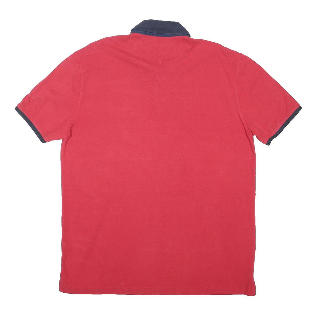TOMMY HILFIGER Mens Red & Navy Polo Shirt XL Cotton Blend Short Sleeve Classic