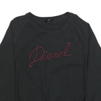 DIESEL Womens Black Cotton Blend Crew Neck L Sweatshirt Embroidered Logo