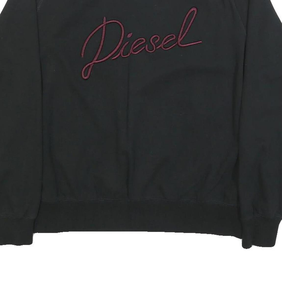 DIESEL Womens Black Cotton Blend Crew Neck L Sweatshirt Embroidered Logo