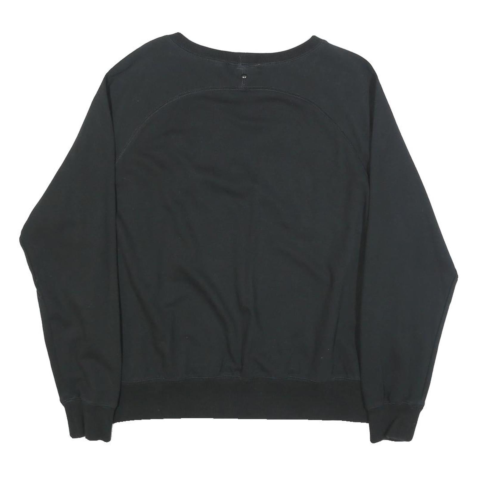 DIESEL Womens Black Cotton Blend Crew Neck L Sweatshirt Embroidered Logo