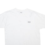 DKNY Womens White Cotton Blend T-Shirt L Short Sleeve Crew Neck Logo Print