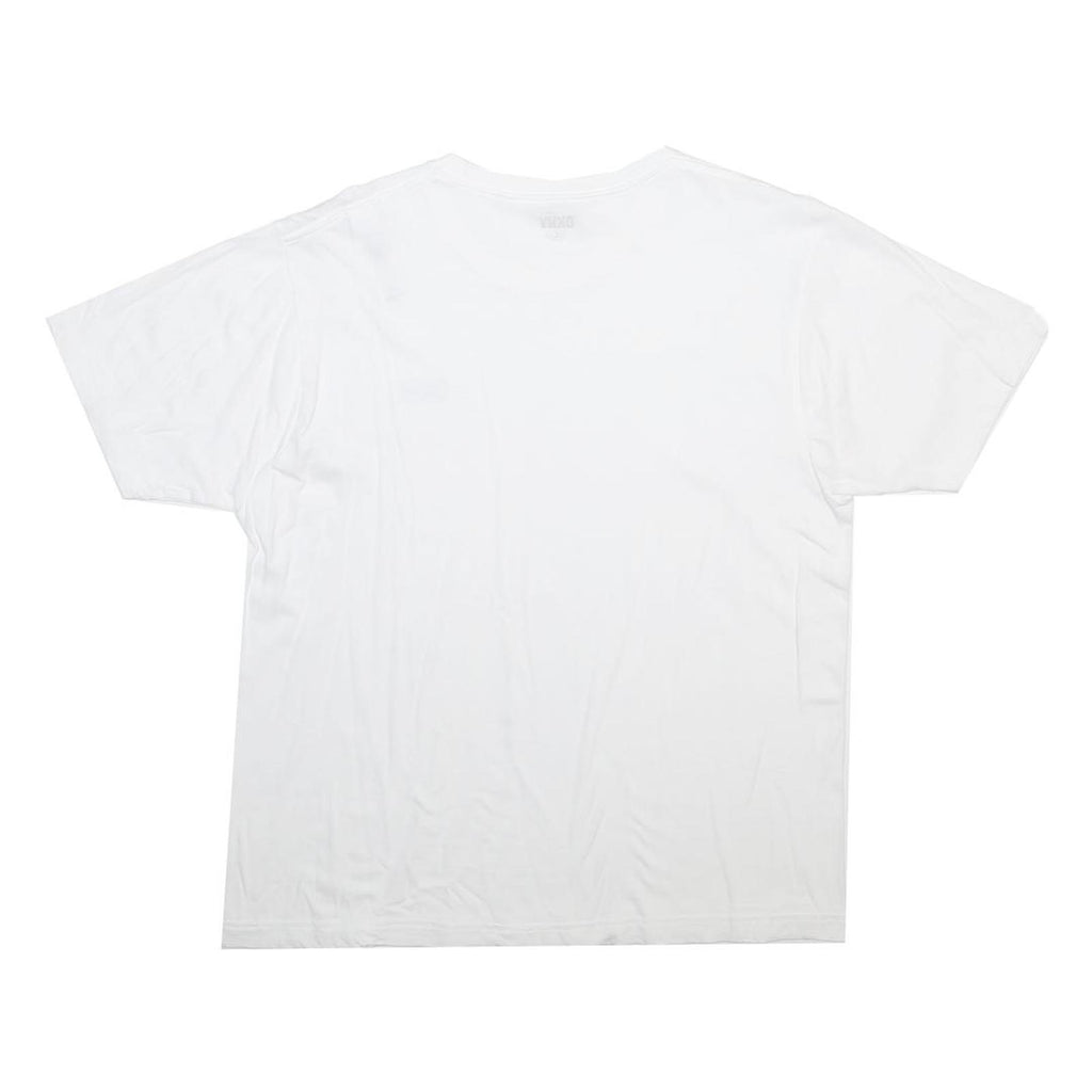 DKNY Womens White Cotton Blend T-Shirt L Short Sleeve Crew Neck Logo Print