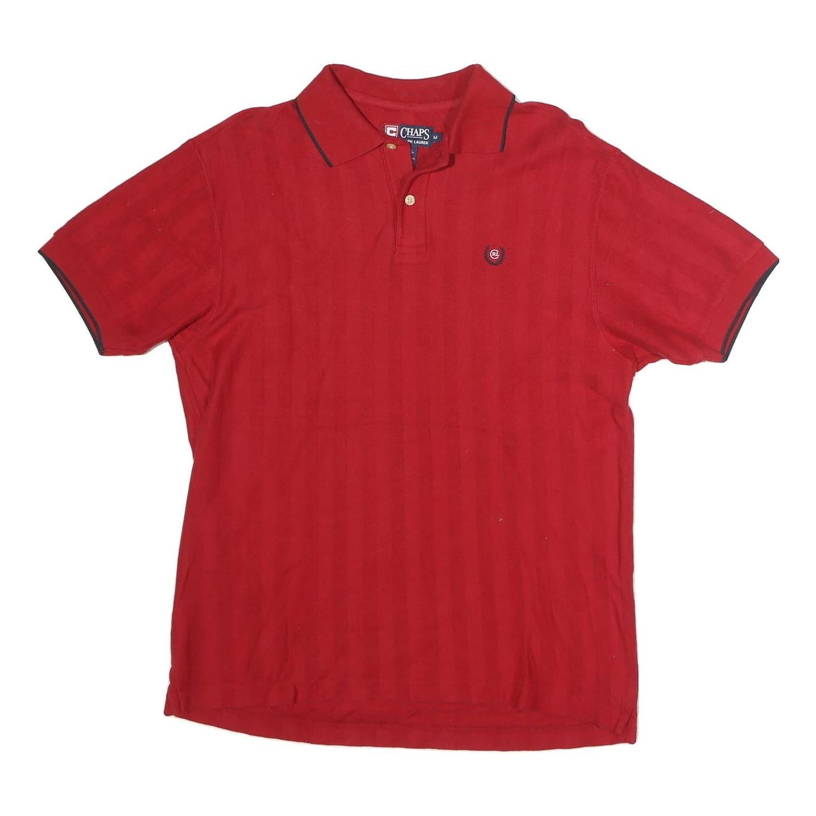 CHAPS RALPH LAUREN Mens Red Short Sleeve Plain M Polo Shirt Cotton Casual