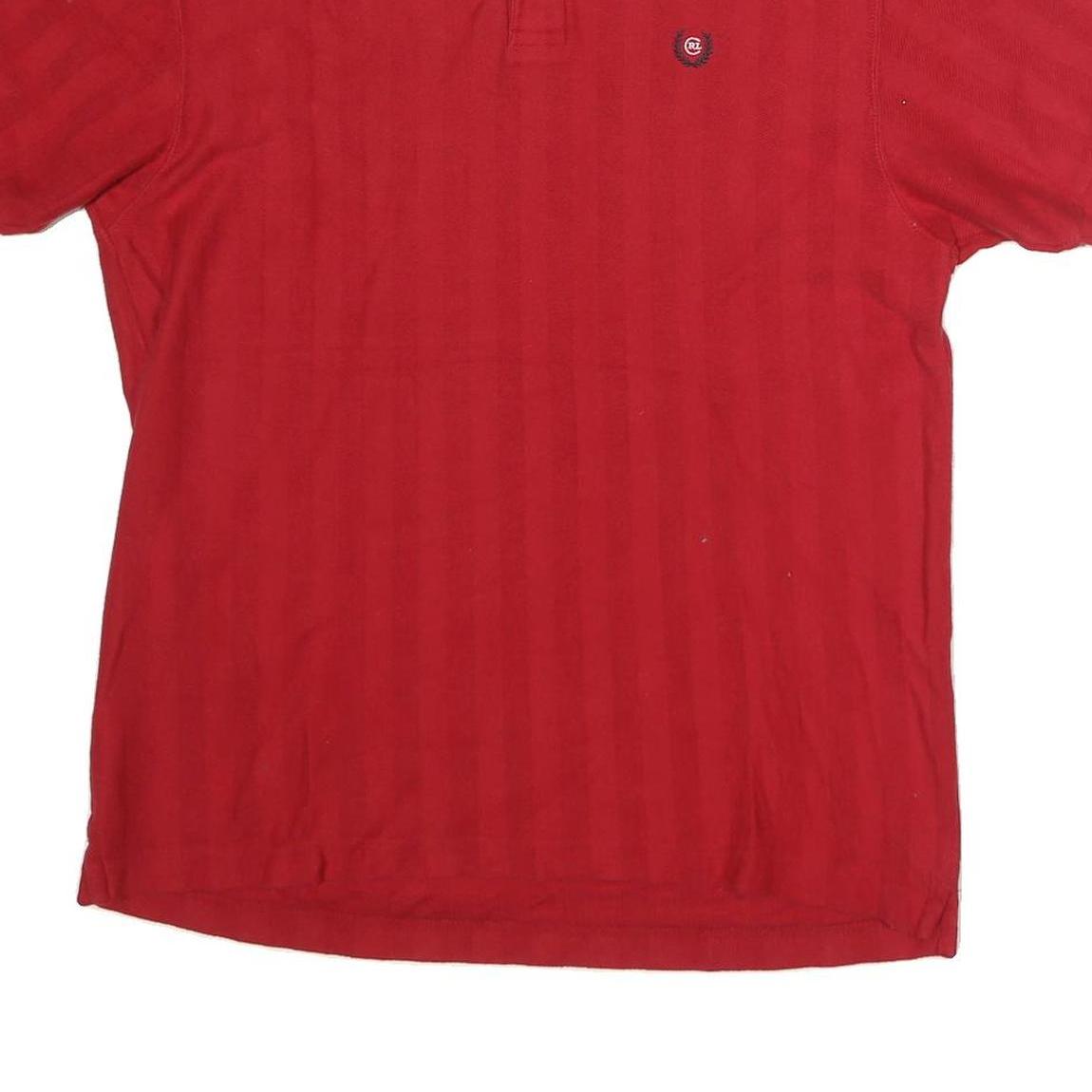 CHAPS RALPH LAUREN Mens Red Short Sleeve Plain M Polo Shirt Cotton Casual