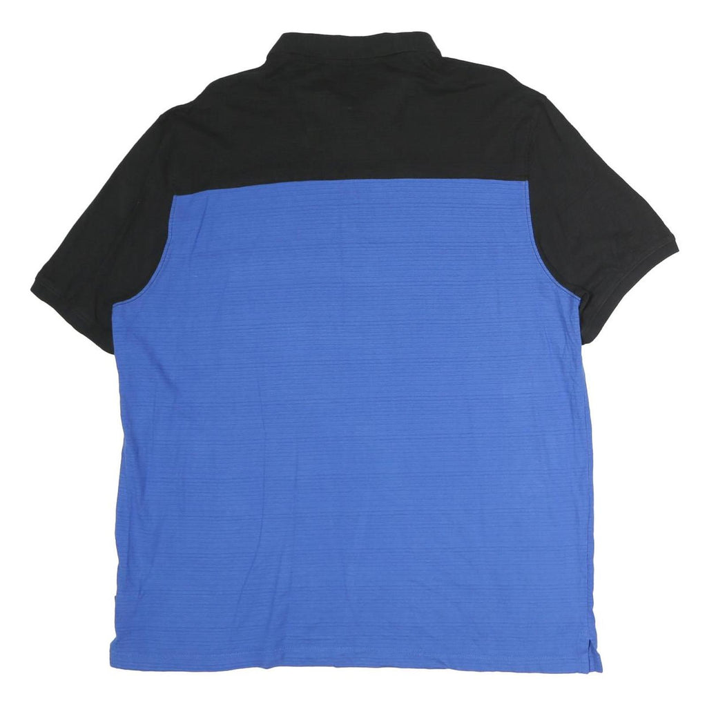 CALVIN KLEIN Mens Black & Blue Polo Shirt XL Cotton Short Sleeve Colourblock
