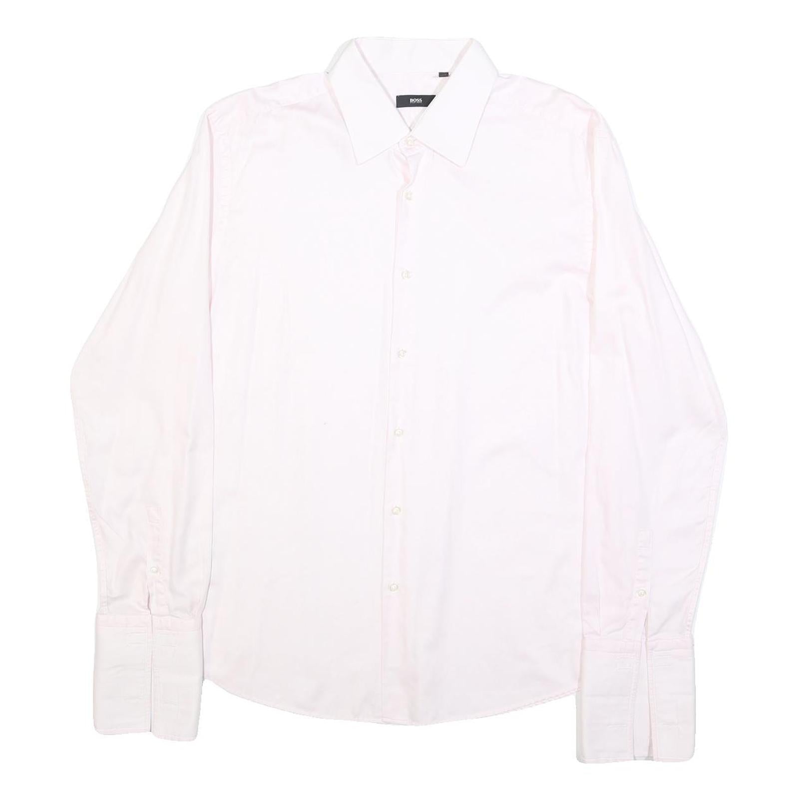 BOSS HUGO BOSS Mens Pink Plain Shirt XL Elegant Formal Button Collar