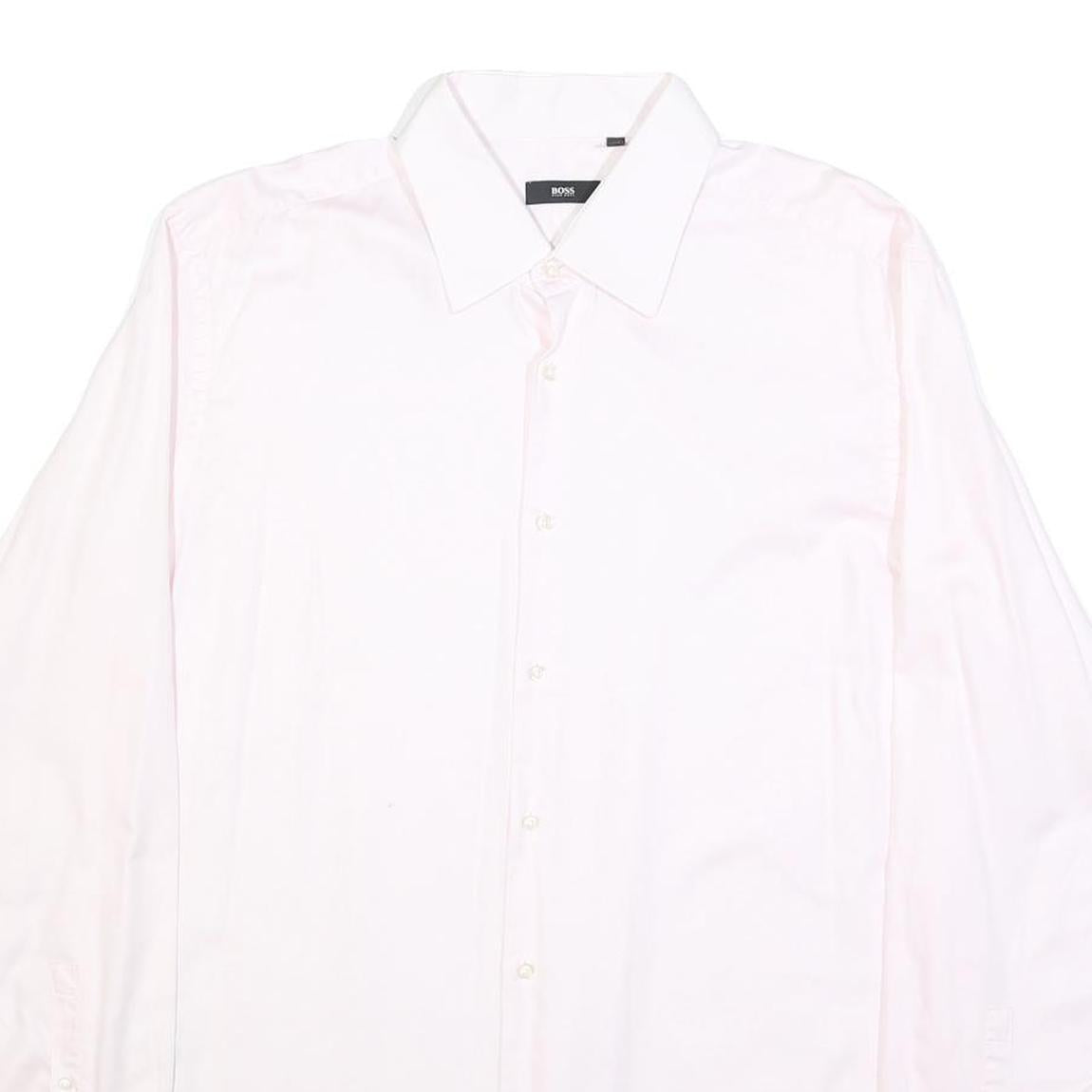 BOSS HUGO BOSS Mens Pink Plain Shirt XL Elegant Formal Button Collar