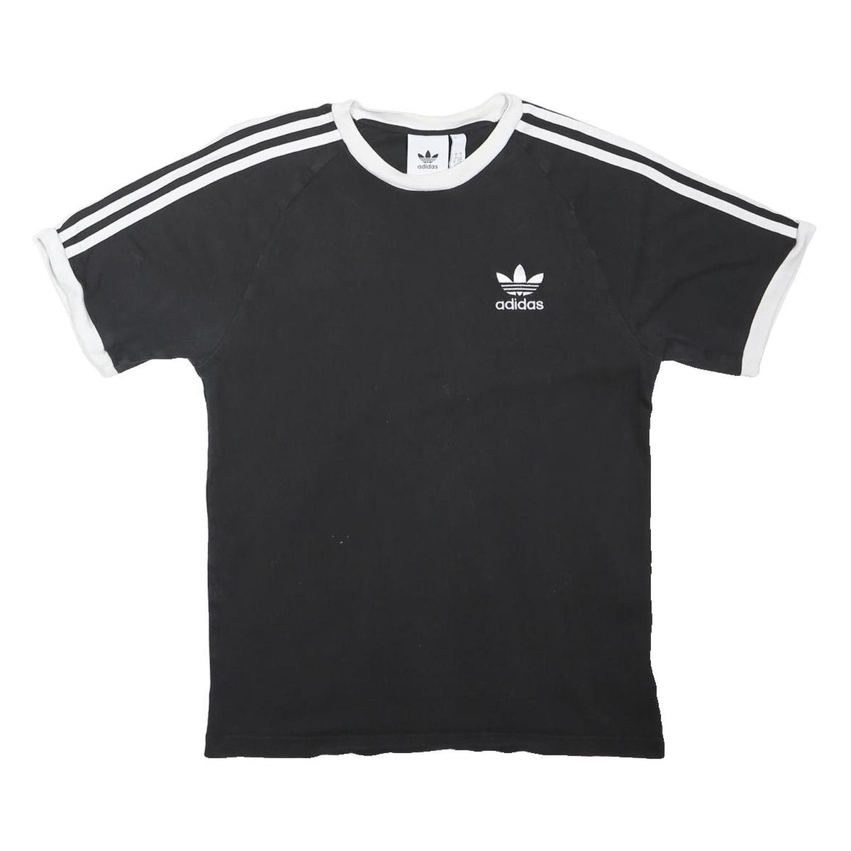 ADIDAS ORIGINALS Mens Black & White Graphic T-Shirt S Short Sleeve Crew Neck