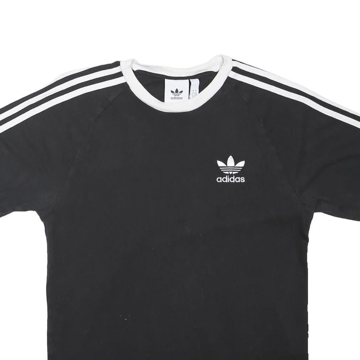 ADIDAS ORIGINALS Mens Black & White Graphic T-Shirt S Short Sleeve Crew Neck