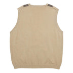 VAN HEUSEN Mens Beige Brown Grey Argyle Pattern V-Neck Cotton Jumper XL Classic