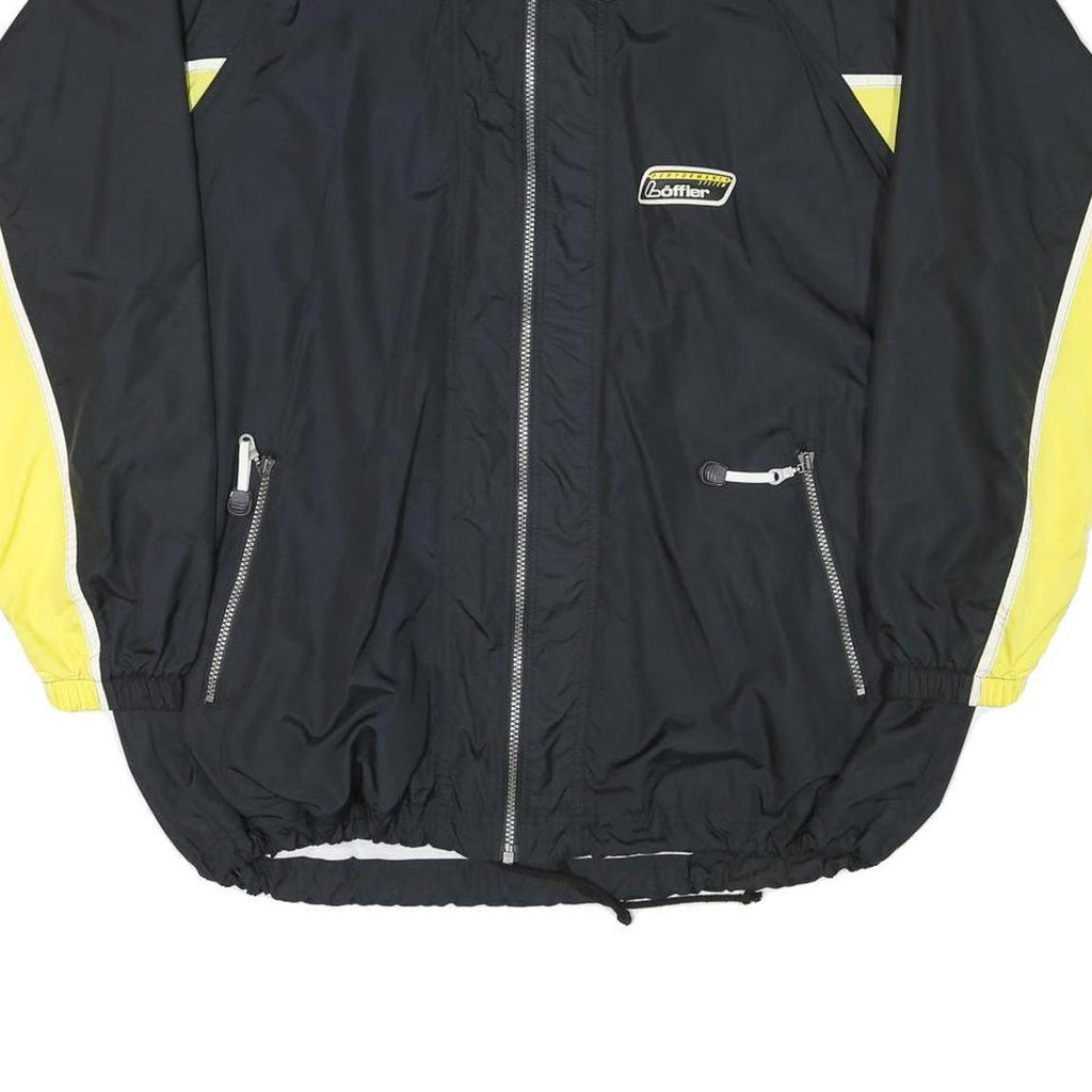 LOFFLER Mens Black & Yellow Zip Jacket XL Polyester Blend Plain Sports Casual