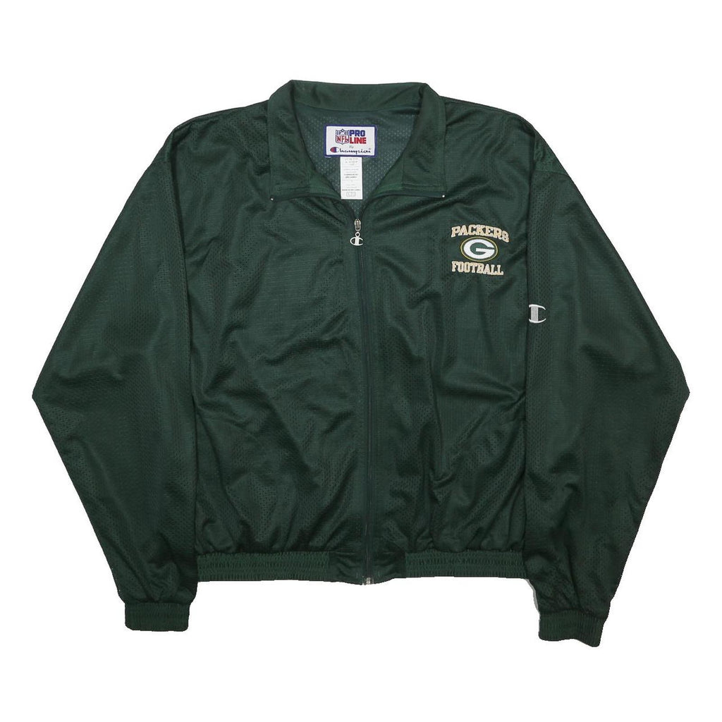 CHAMPION Mens Green Packers Football Track Jacket XL Polyester Zip Plain