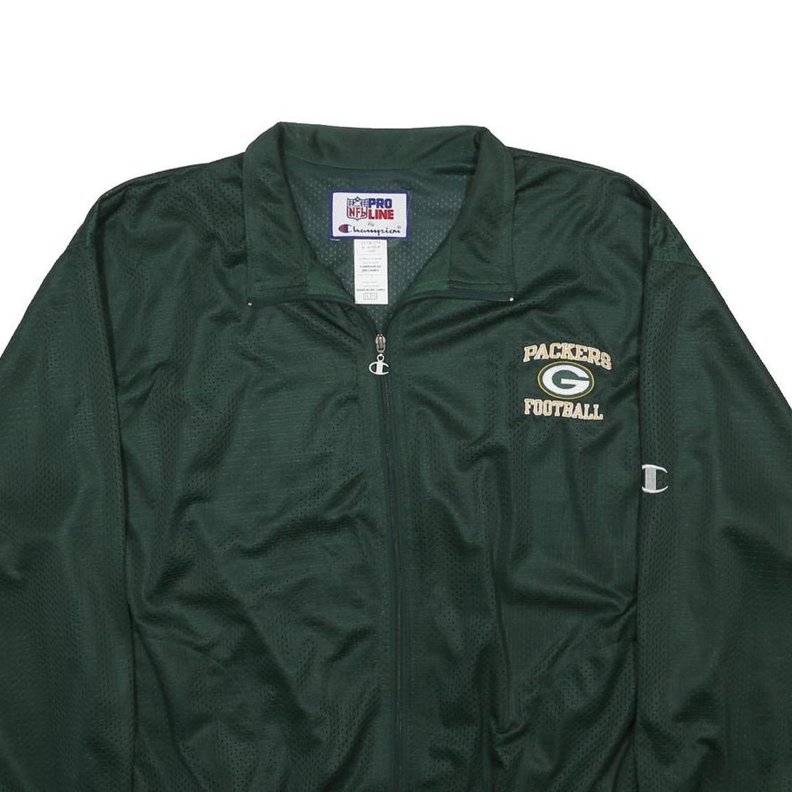 CHAMPION Mens Green Packers Football Track Jacket XL Polyester Zip Plain