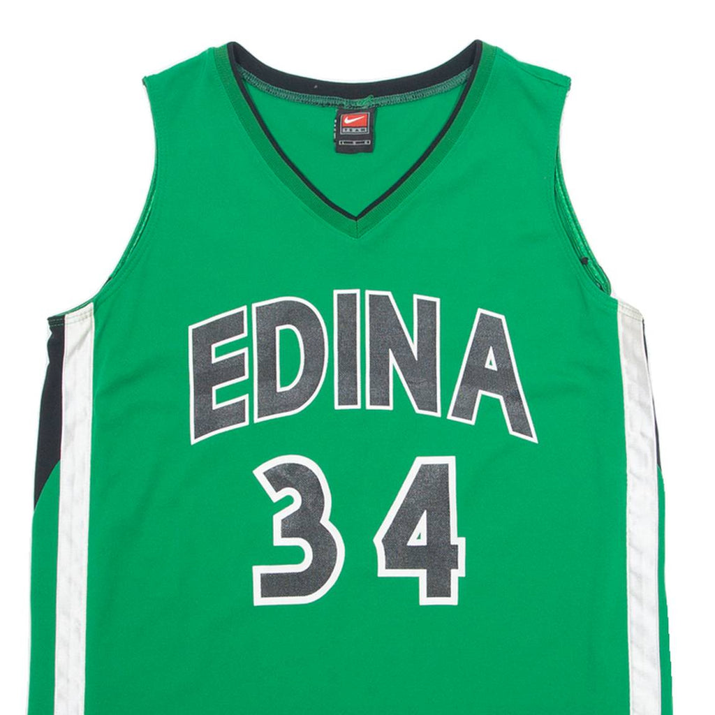 NIKE TEAM Basketball Edina 34 Mens Jersey Green Sleeveless USA V-Neck L