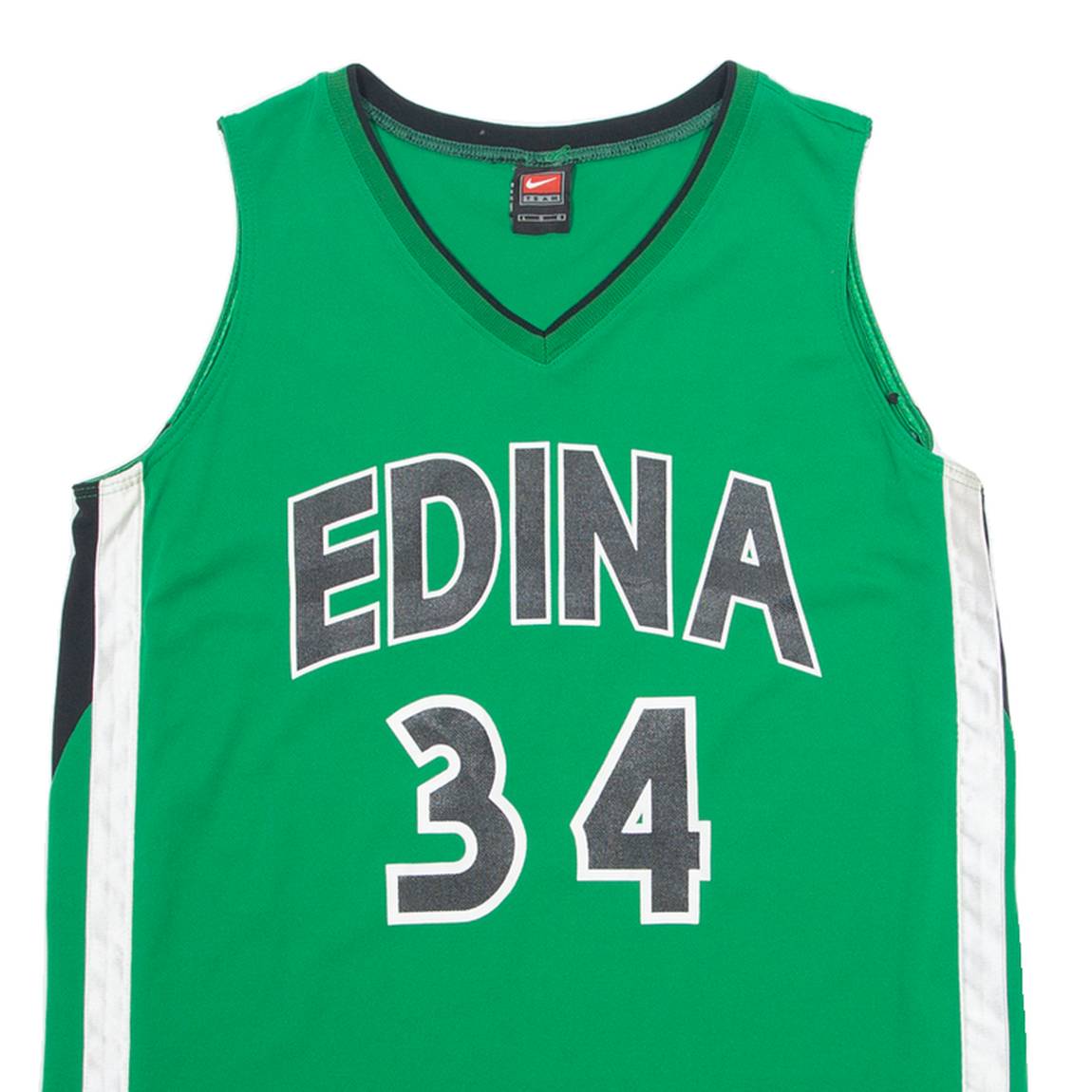 NIKE TEAM Basketball Edina 34 Mens Jersey Green Sleeveless USA V-Neck L