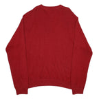TOMMY HILFIGER Mens Red Plain Crew Neck Basic Knit Jumper XL Cotton Casual