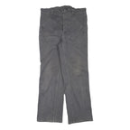 Mens Grey Cotton Blend Regular Fit Straight Trousers W32 L30 Button Closure