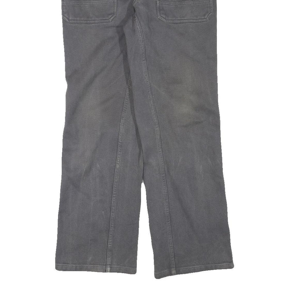 Mens Grey Cotton Blend Regular Fit Straight Trousers W32 L30 Button Closure