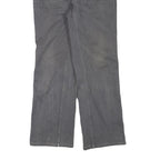 Mens Grey Cotton Blend Regular Fit Straight Trousers W32 L30 Button Closure