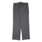Mens Grey Cotton Blend Regular Fit Straight Trousers W32 L30 Button Closure
