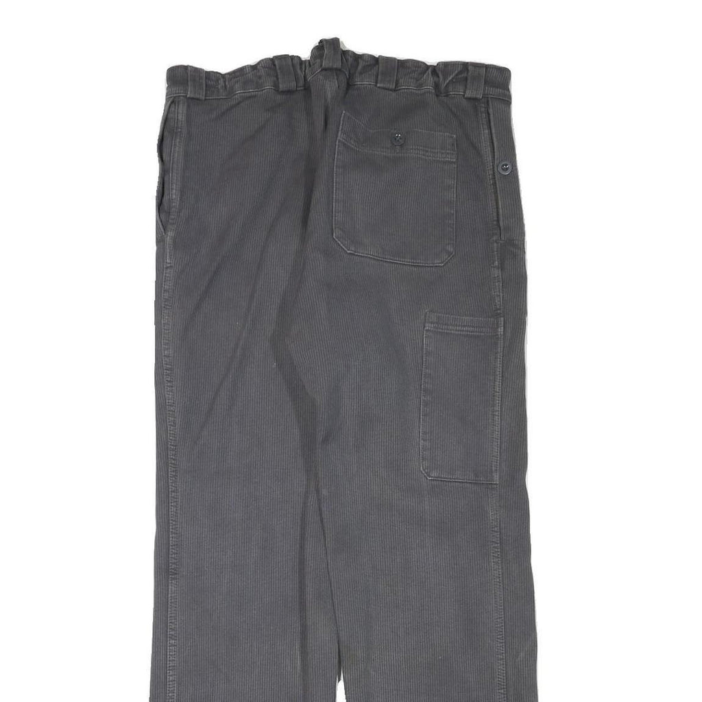 Mens Grey Cotton Blend Regular Fit Straight Trousers W32 L30 Button Closure