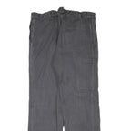 Mens Grey Cotton Blend Regular Fit Straight Trousers W32 L30 Button Closure