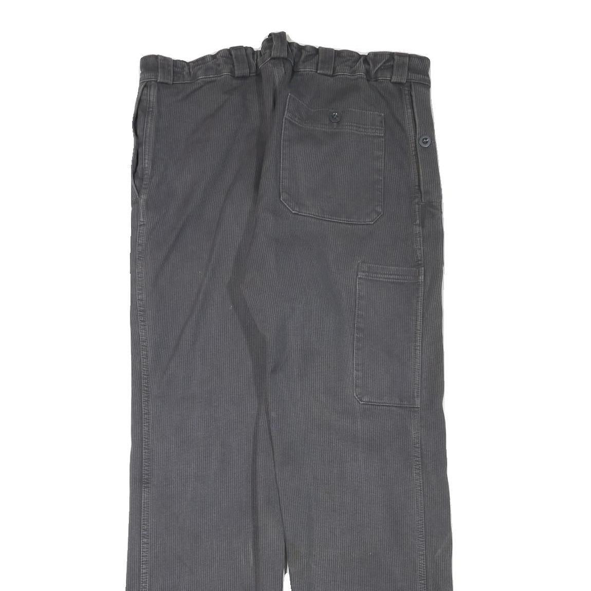 Mens Grey Cotton Blend Regular Fit Straight Trousers W32 L30 Button Closure