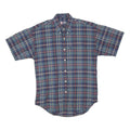 CHAPS RALPH LAUREN Mens Blue Plaid Shirt M Cotton Blend Casual Short Sleeve