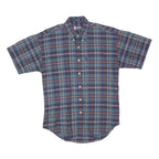 CHAPS RALPH LAUREN Mens Blue Plaid Shirt M Cotton Blend Casual Short Sleeve