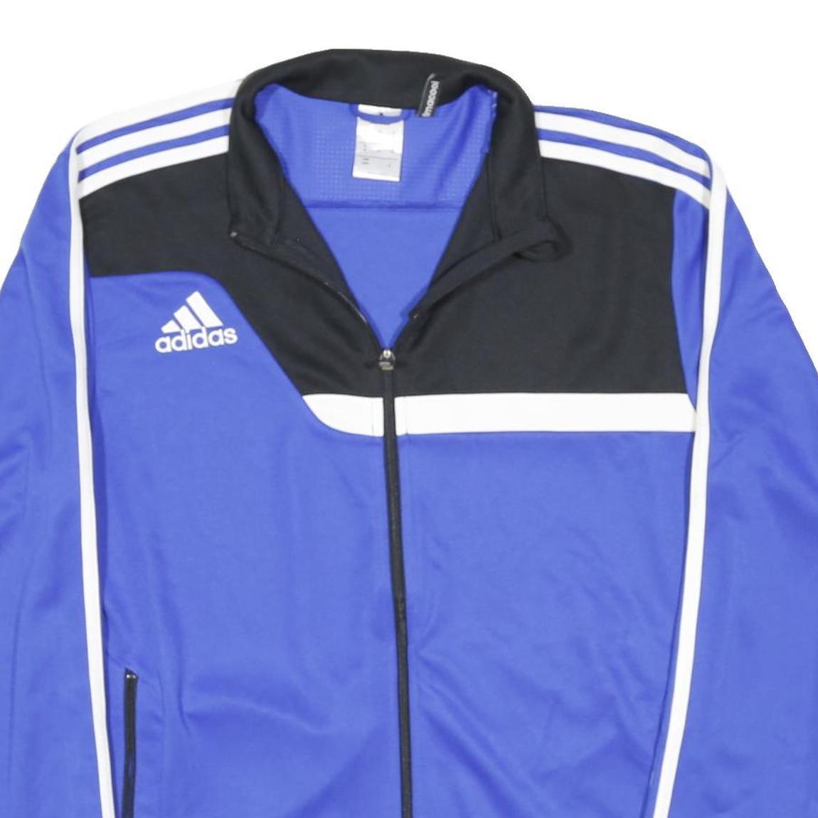 ADIDAS Mens Blue Black Zip Jacket M Polyester Blend Athletic Sports Track