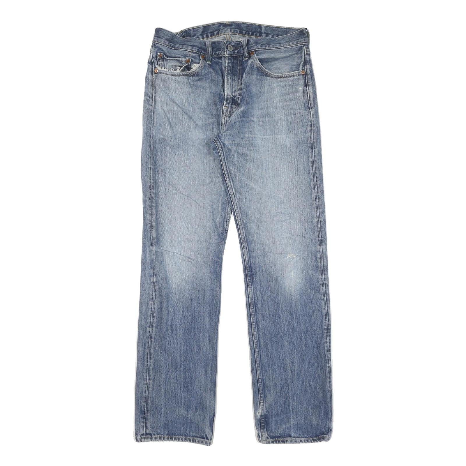 LEVI'S Mens Regular Fit Straight Blue Denim Light W32 L32 Zip Jeans Casual