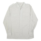 DON CARLOS Mens White Cotton Blend Casual Shirt L Button Front Long Sleeve