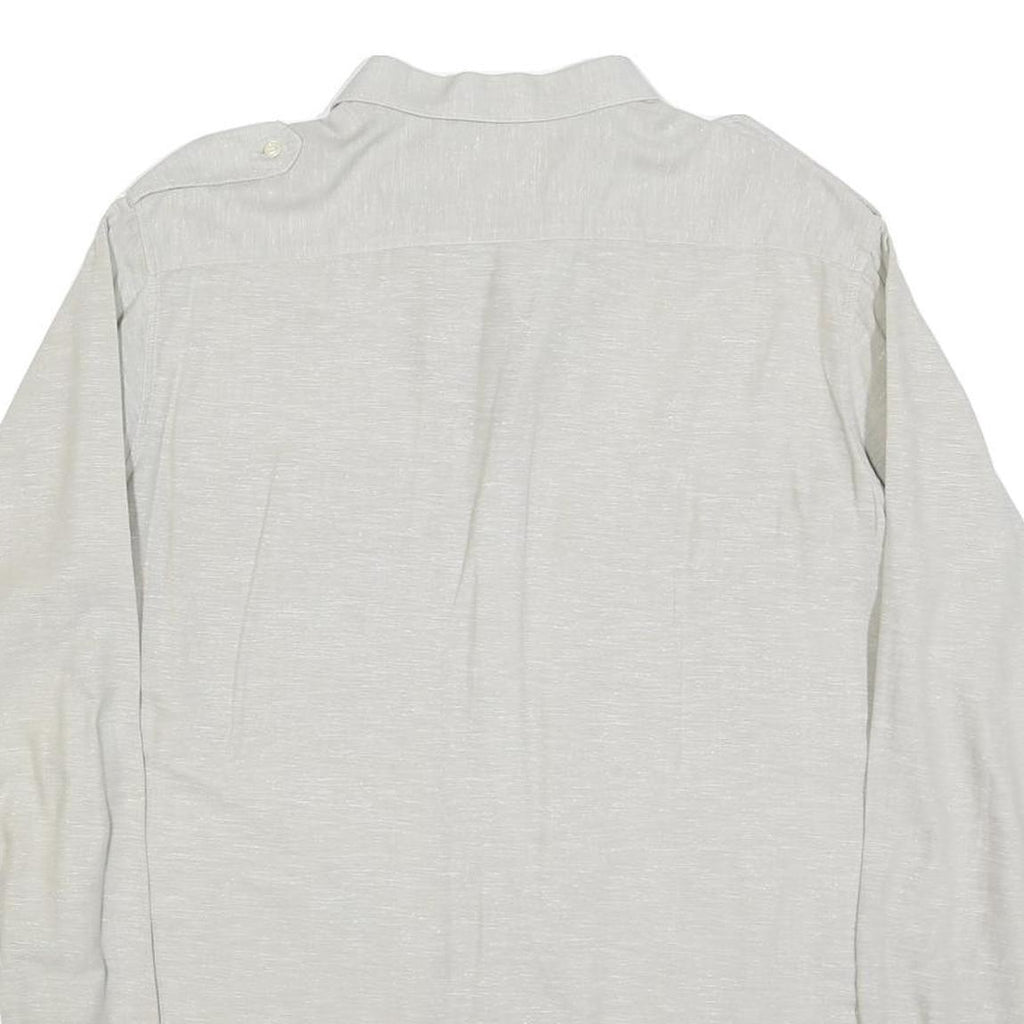 DON CARLOS Mens White Cotton Blend Casual Shirt L Button Front Long Sleeve