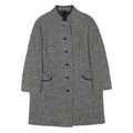 Womens Black & White Wool Blend Plain Jacket L Button Closure Long Sleeve