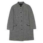 Womens Black & White Wool Blend Plain Jacket L Button Closure Long Sleeve
